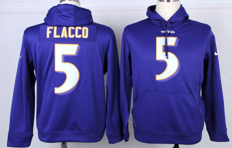 Nike Ravens 5 Flacco Purple Pullover Hoodie