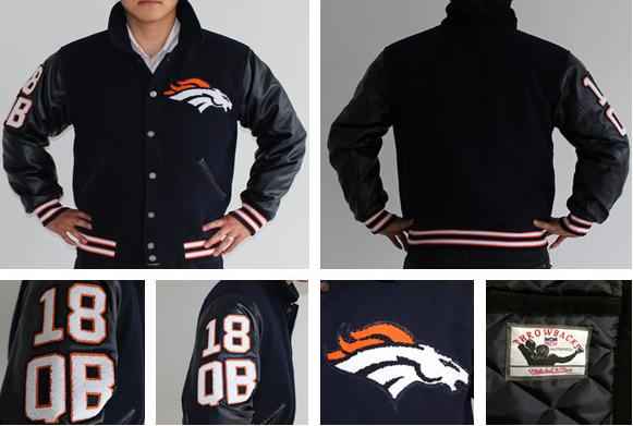 2013 Denver Broncos 18 Peyton Manning throwback Wool Jacket