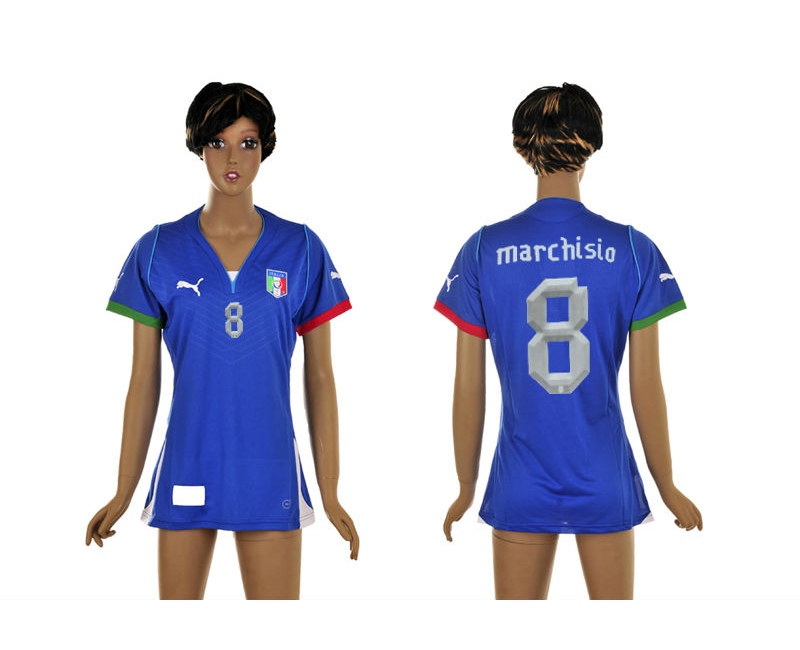 Italy 8 Marchisio blue home women Jerseys