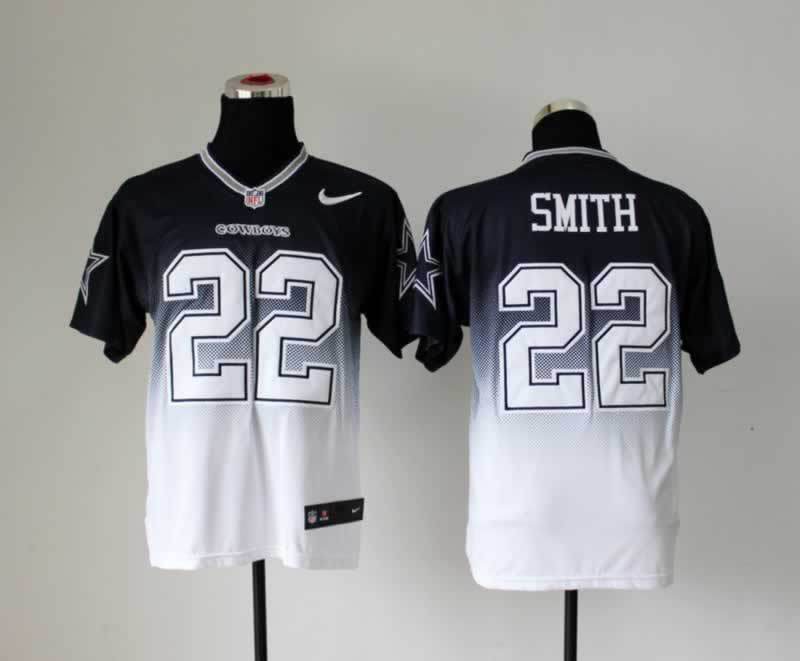 Nike Cowboys 22 E.Smith Blue And White Drift II Elite Jerseys