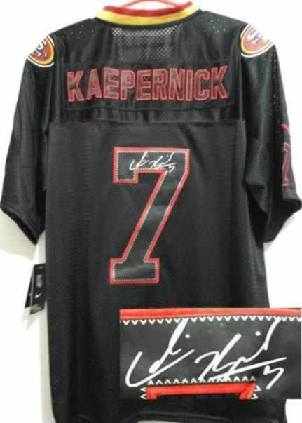 Nike 49ers 7 Kaepernick Lights Out Black Signature Edition Elite Jerseys