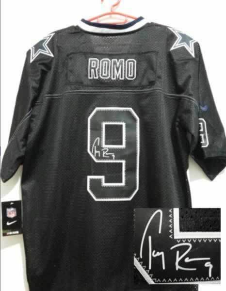 Nike Cowboys 9 Romo Lights Out Black Signature Edition Elite Jerseys