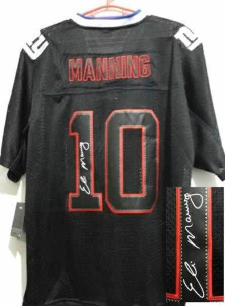 Nike Giants 10 Manning Lights Out Black Signature Edition Elite Jerseys