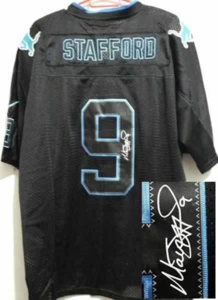 Nike Lions 9 Stafford Lights Out Black Signature Edition Elite Jerseys