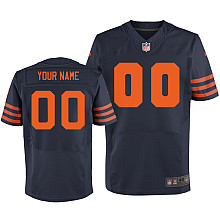 Nike Chicago Bears blue orange number Customized Elite Jerseys