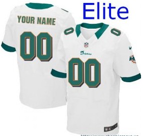 Nike Miami Dolphins Customized Elite White Jerseys
