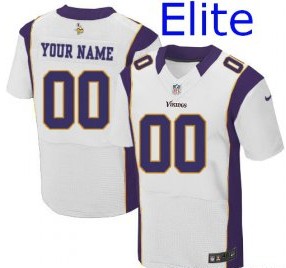 Nike Minnesota Vikings Customized Elite White Jerseys