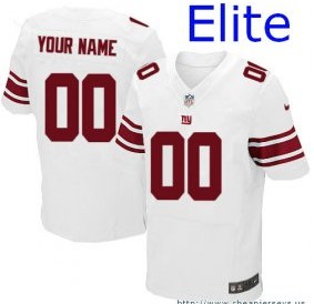 Nike New York Giants Customized Elite White Jerseys