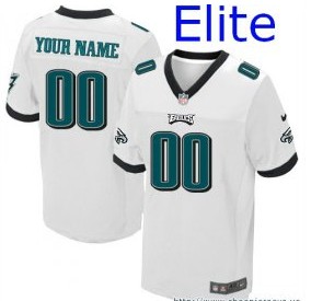 Nike Philadelphia Eagles Customized Elite White Jerseys