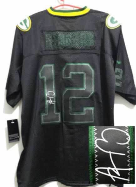 Nike Packers 12 Rodgers Lights Out Black Signature Edition Elite Jerseys