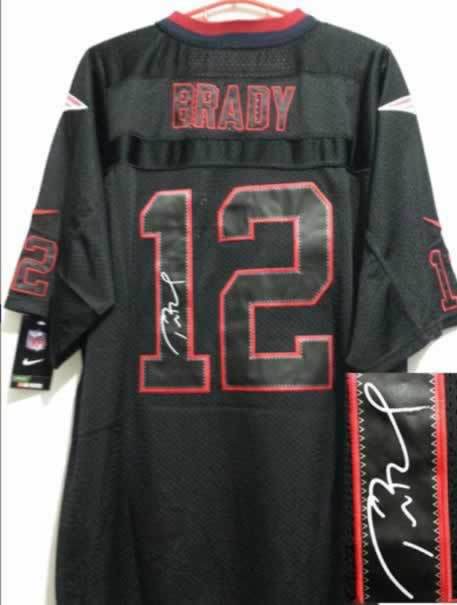 Nike Patriots 12 Brady Lights Out Black Signature Edition Elite Jerseys