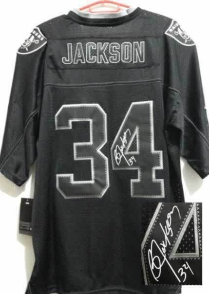 Nike Raiders 34 Jackson Lights Out Black Signature Edition Elite Jerseys