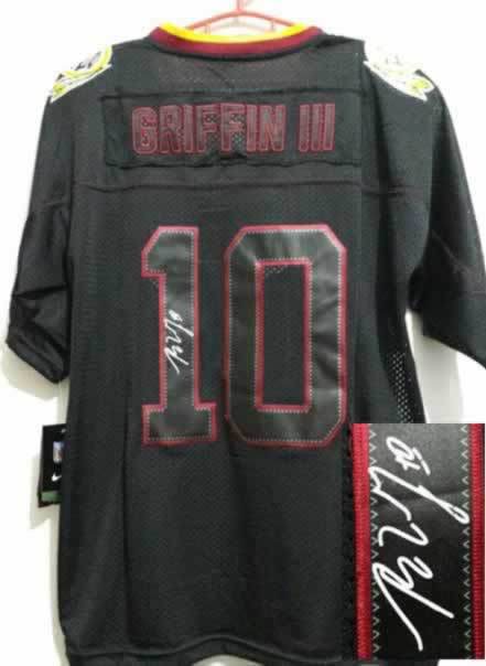 Nike Redskins 10 Griffin III Lights Out Black Signature Edition Elite Jerseys