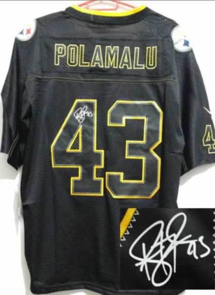 Nike Steelers 43 Polamalu Lights Out Black Signature Edition Elite Jerseys