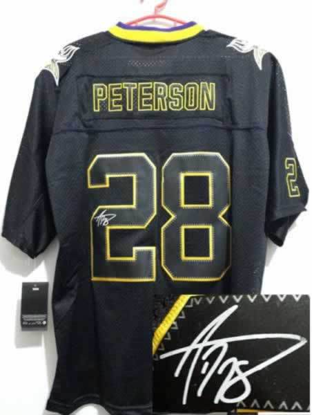 Nike Vikings 28 Peterson Lights Out Black Signature Edition Elite Jerseys