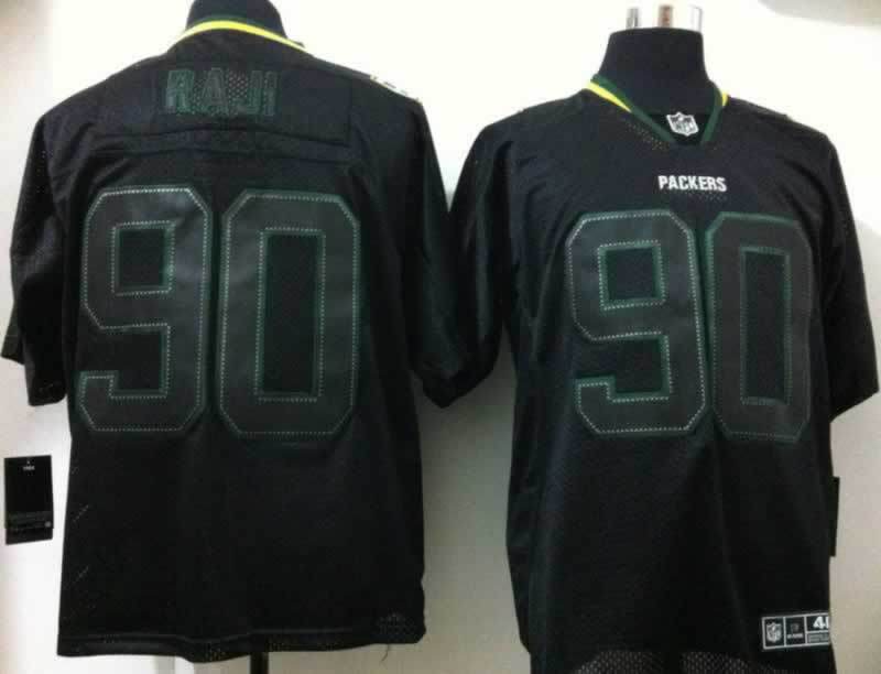 Nike Packers 90 Raji Lights Out Black Elite Jerseys