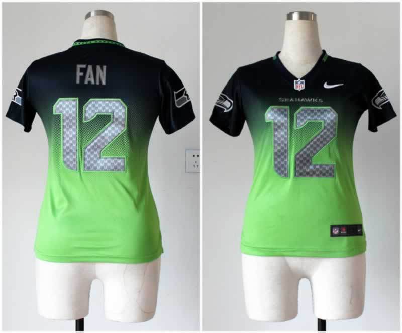 Nike Seahawks 12 Fan Fadeaway Elite Drift II Women Jersey