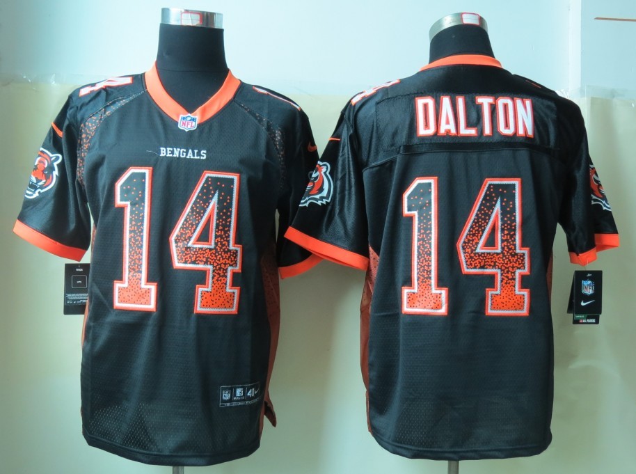 Nike Cincinnati Bengals 14 Dalton Drift Fashion Black Elite Jerseys