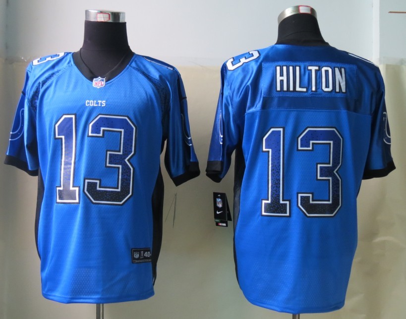 Nike Indianapolis Colts 13 Hilton Drift Fashion Blue Elite Jerseys