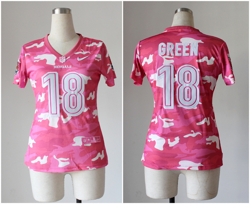Nike Bengals 18 Green Pink Camo Women Jerseys