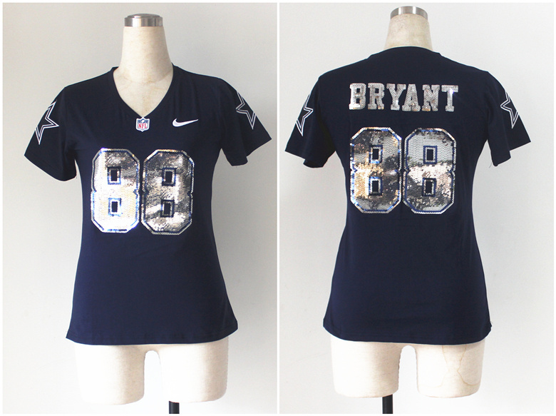 Nike Cowboys 88 Bryant Blue Women's Handwork Sequin Lettering Fashion Jerseys - Click Image to Close