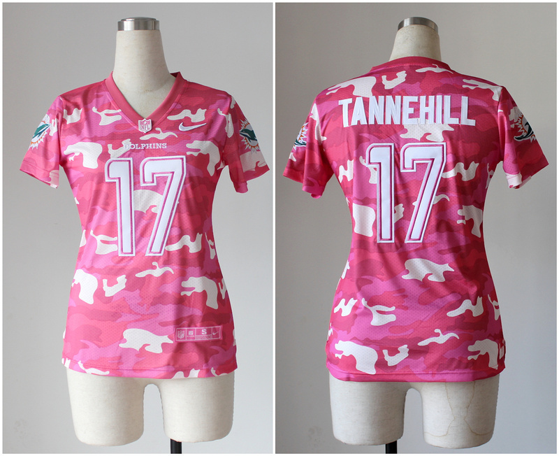 Nike Dolphins 17 Tannehill Pink Camo Women Jerseys