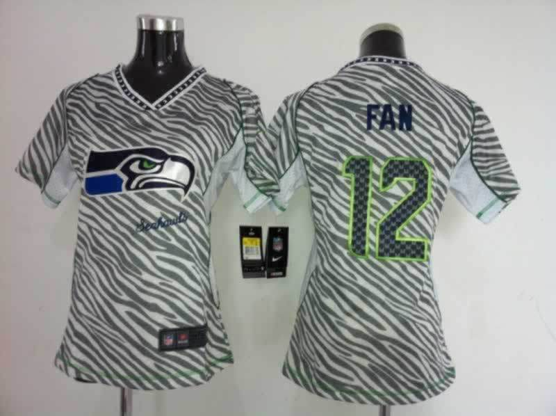 Nike Seahawks 12 Fan Zebra Women Jerseys