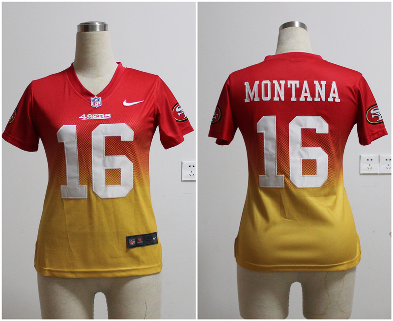 Nike 49ers 16 Montana Fadeaway Drift II Elite Women Jerseys - Click Image to Close