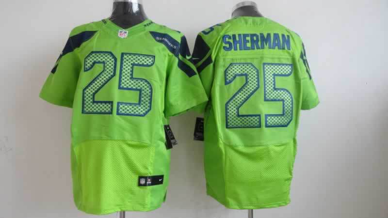 Nike Seahawks 25 Sherman Green Elite Jerseys
