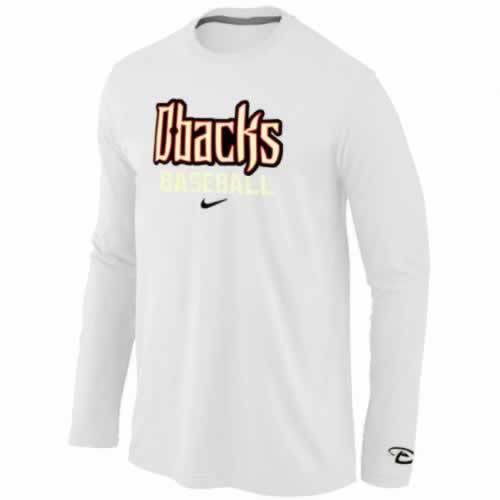 Arizona Diamondbacks Crimson Long Sleeve T-Shirt White - Click Image to Close