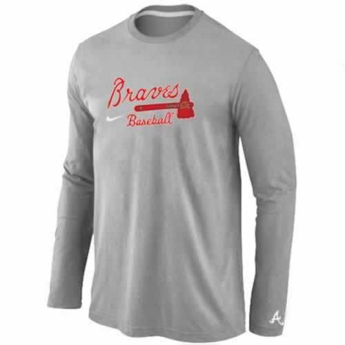 Atlanta Braves Crimson Long Sleeve T-Shirt Grey