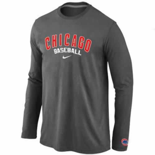 Chicago Cubs Long Sleeve T-Shirt D.Grey - Click Image to Close