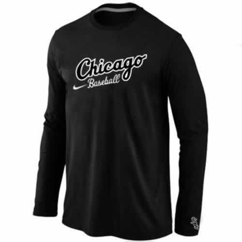 Chicago White Sox Long Sleeve T-Shirt Black - Click Image to Close