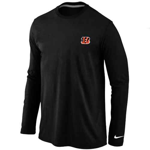 Cincinnati Bengals Logo Long Sleeve T-Shirt Black - Click Image to Close
