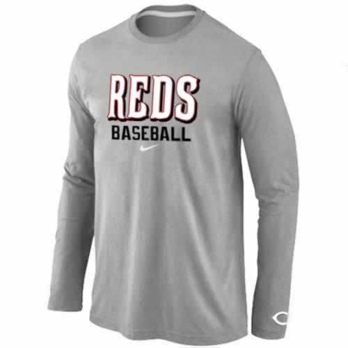 Cincinnati Reds Long Sleeve T-Shirt Grey - Click Image to Close