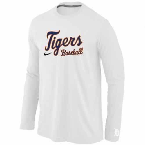Detroit Tigers Long Sleeve T-Shirt White - Click Image to Close