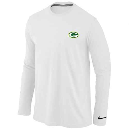 Green Bay Packers Sideline Legend Authentic Logo Long Sleeve T-Shirt White - Click Image to Close