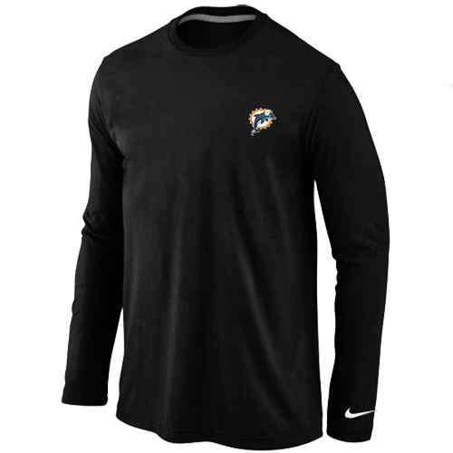 Miami Dolphins Sideline Legend Authentic Logo Long Sleeve T-Shirt Black - Click Image to Close