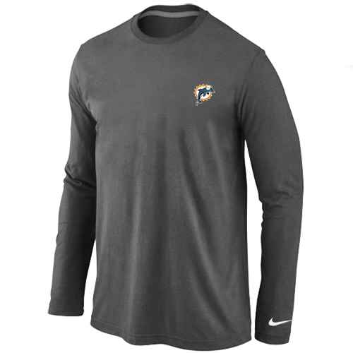 Miami Dolphins Sideline Legend Authentic Logo Long Sleeve T-Shirt D.Grey - Click Image to Close