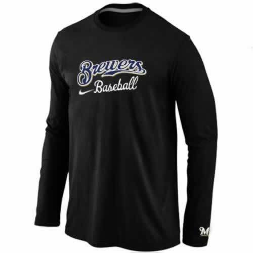 Milwaukee Brewers Long Sleeve T-Shirt Black - Click Image to Close
