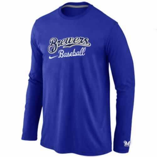 Milwaukee Brewers Long Sleeve T-Shirt Blue