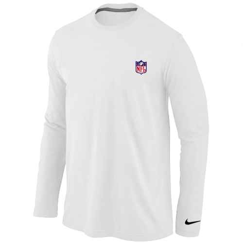 NFL logo Long Sleeve T-Shirt White - Click Image to Close
