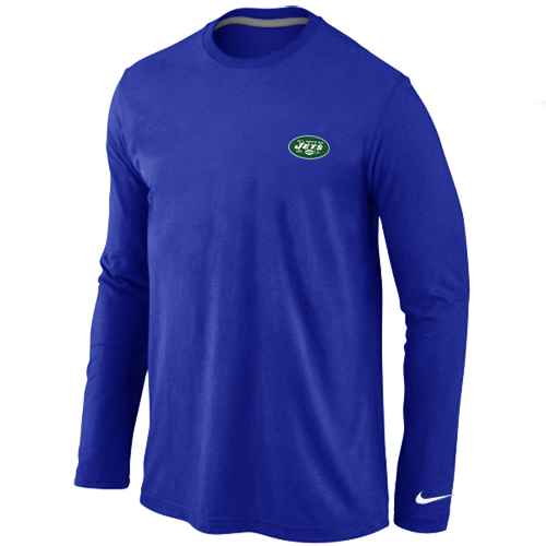 New York Jets Logo Long Sleeve T-Shirt Blue - Click Image to Close