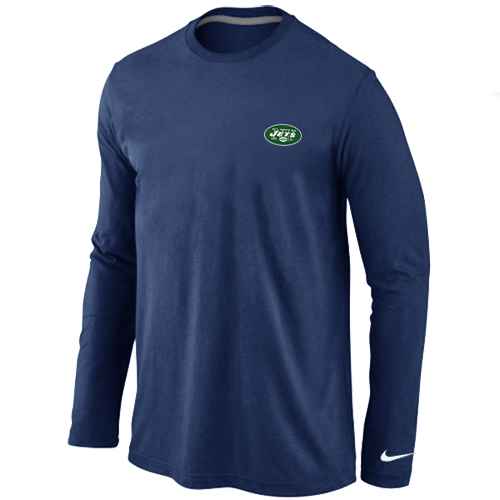 New York Jets Logo Long Sleeve T-Shirt D.Blue - Click Image to Close