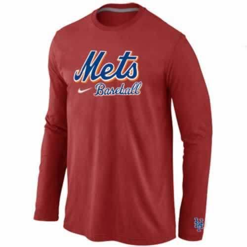 New York Mets Long Sleeve T-Shirt RED