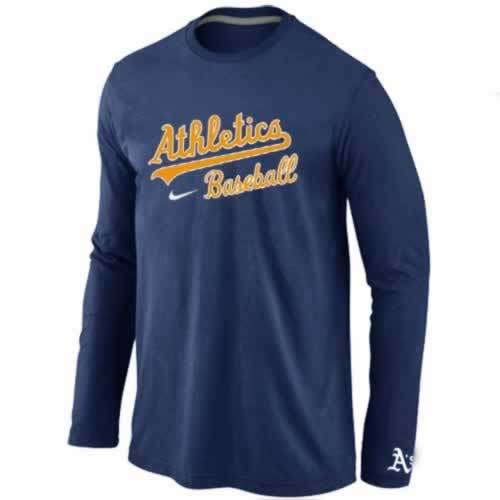 Oakland Athletics Long Sleeve T-Shirt D.Blue - Click Image to Close