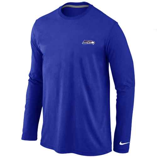 Seattle Seahawks Sideline Legend Authentic Logo Long Sleeve T-Shirt Blue - Click Image to Close