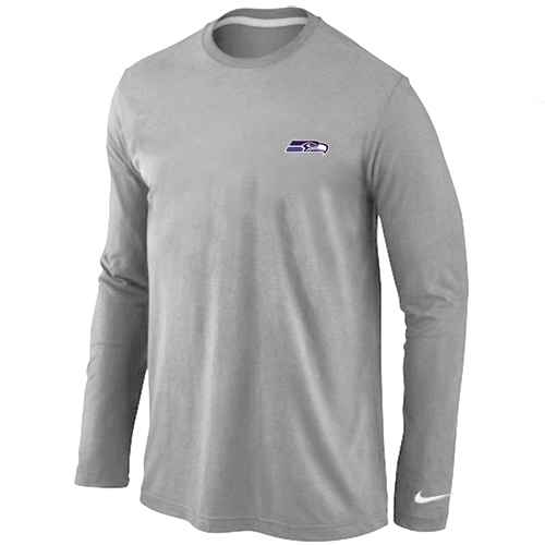 Seattle Seahawks Sideline Legend Authentic Logo Long Sleeve T-Shirt Grey - Click Image to Close