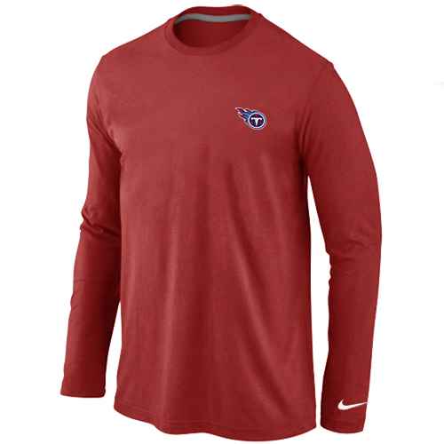Tennessee Titans Logo Long Sleeve T-Shirt Red - Click Image to Close
