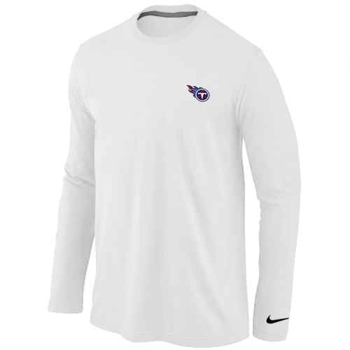Tennessee Titans Logo Long Sleeve T-Shirt White - Click Image to Close